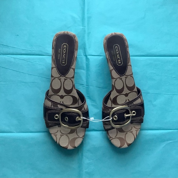 Coach Gretta signature fabric wedges size 8B - Picture 1 of 4